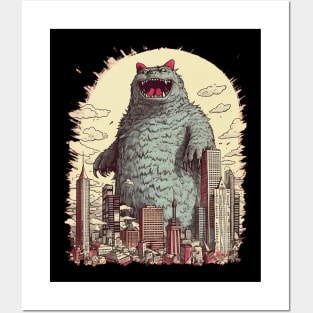 Catzilla Cat Kitty Japan Posters and Art